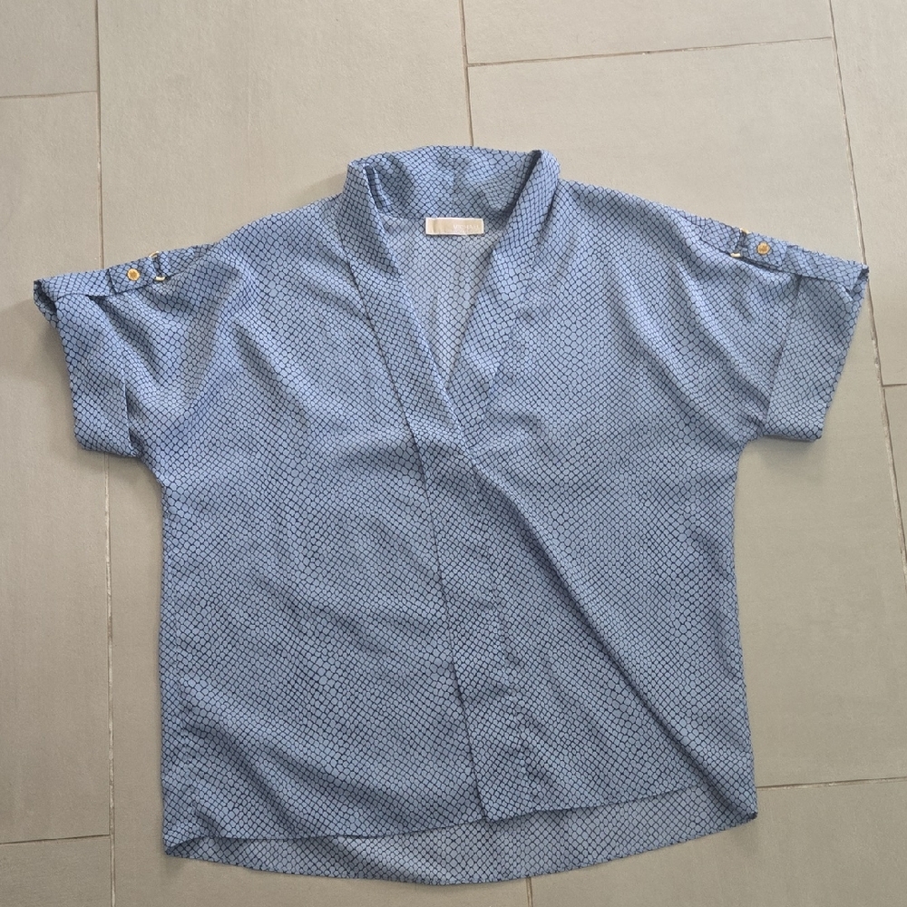 Michael Kors Blue Geometric Blouse
